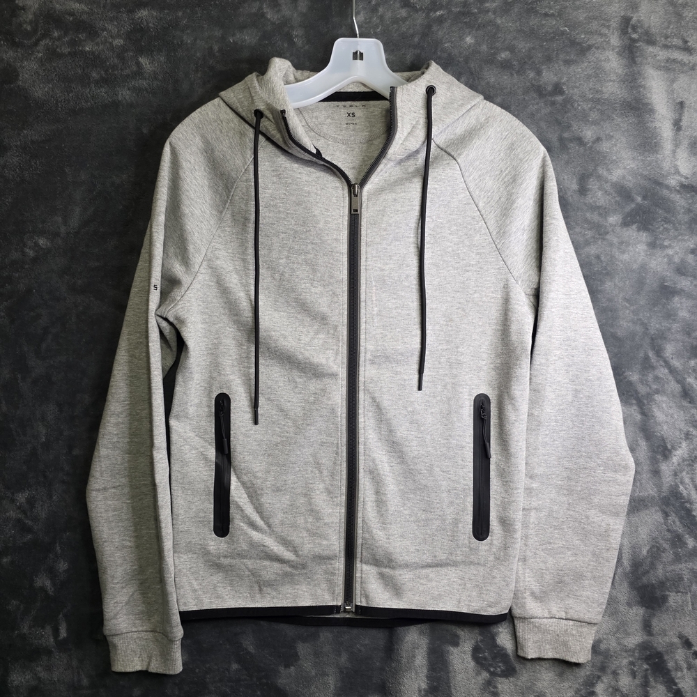 Tesla Hoodie Women’s XS Gray Activewear Sweatshirt Full Zip Pockets